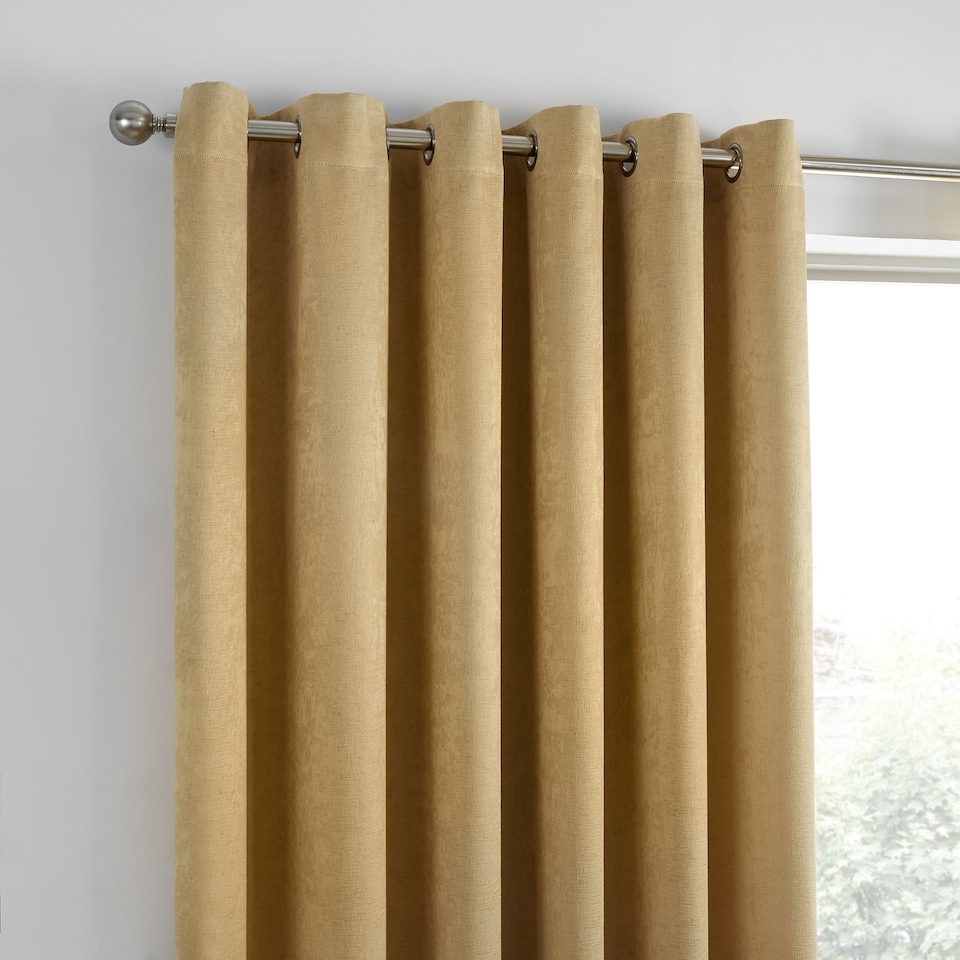 image 1 of Fusion Strata Eyelet Curtains Ochre