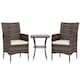 image 1 of Outsunny 3 Pieces Rattan Bistro Set, Wicker Garden Furniture Set with 2 Tier Coffee Table and Chairs, Cushions, for Outdoor Patio Balcony, Brown