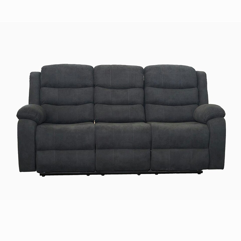 image 1 of Boston 3 Seater Fabric Manual Recliner Sofa (Grey)