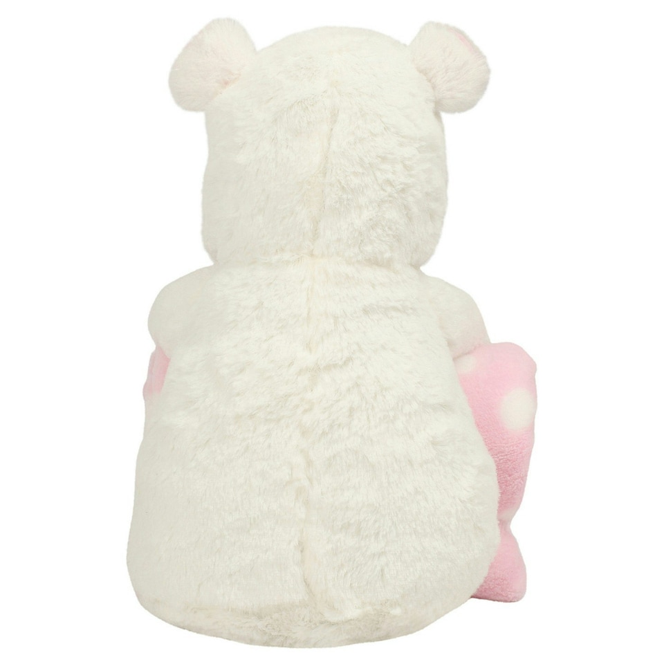 image 1 of Mumbles Hippo With Printed Fleece Blanket - White/Pink - One Size