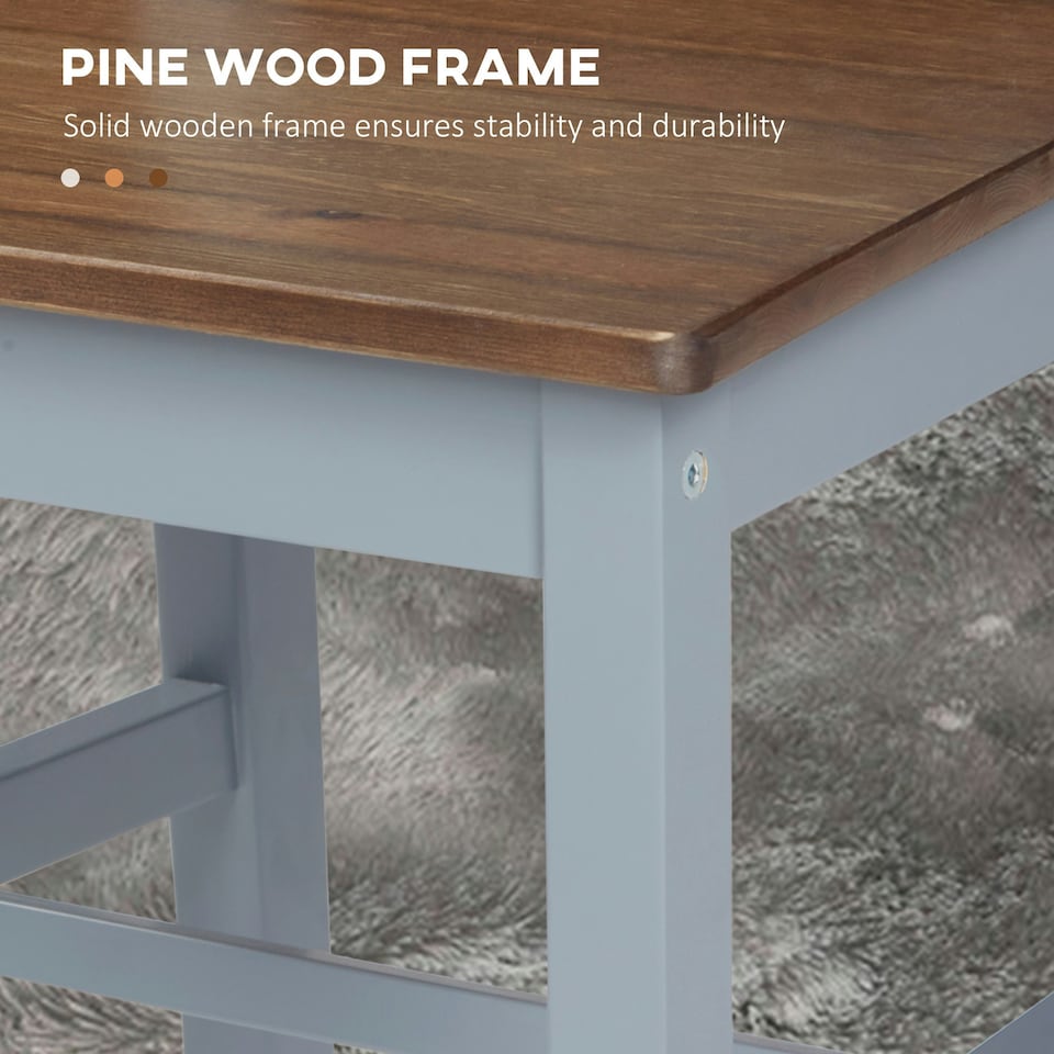 image 1 of HOMCOM Dining Chairs Set of 2, Pine Wood Frame, Cross Back for Kitchen Grey