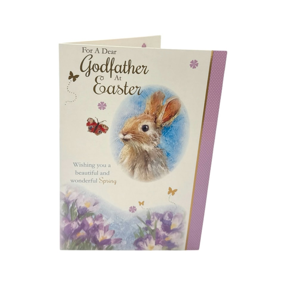 image 1 of For A Dear Godfather Cute Rabbit Floral Design Easter Card