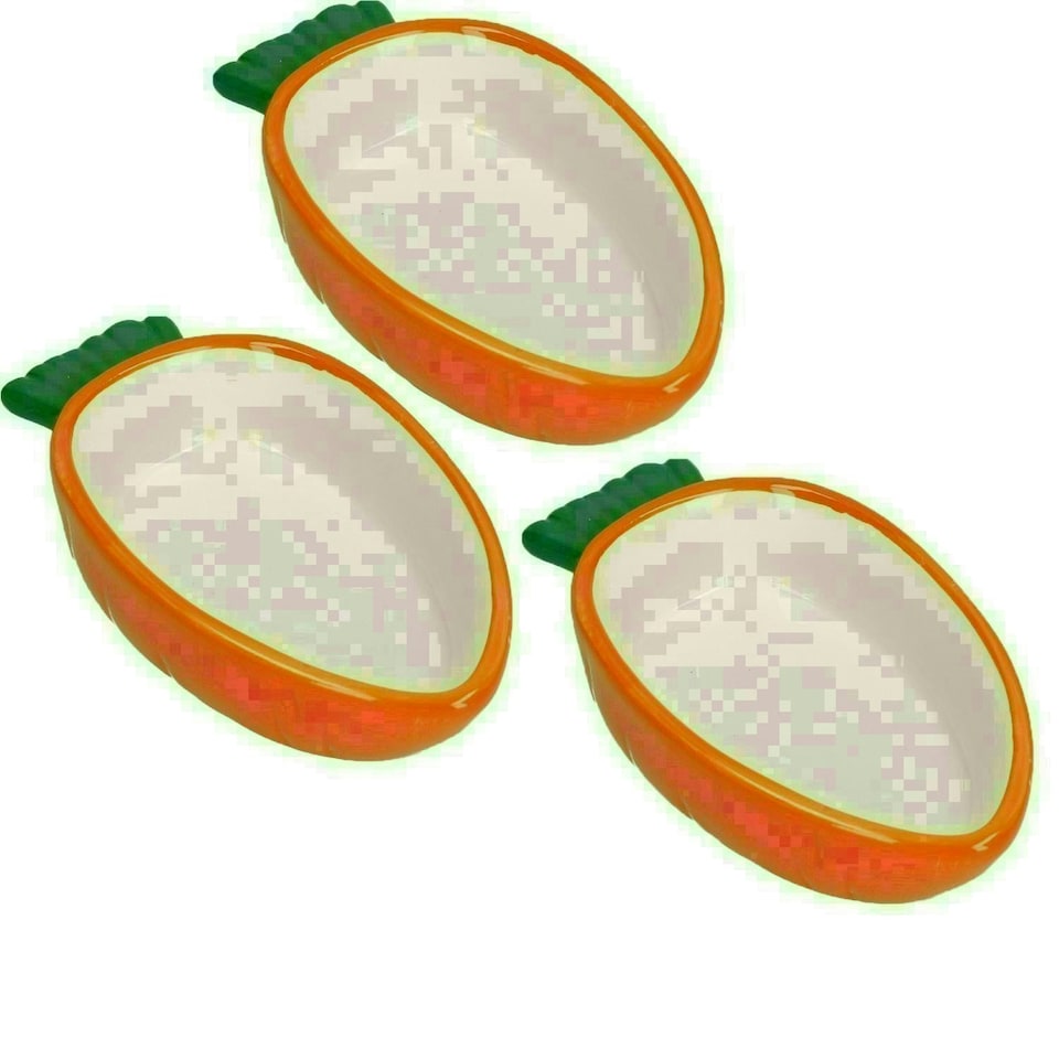 image 1 of 3pk Small Animals Pet Carrot Shaped Bowls For Nibbles Food 5.3" Orange