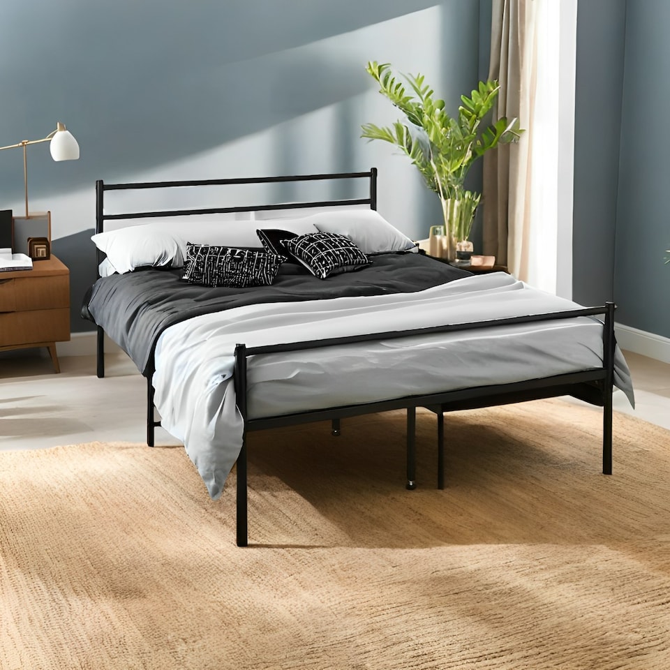 image 1 of Double Metal Bed Frame Extra Strong Stylish Modern Bedroom Storage Sturdy Design