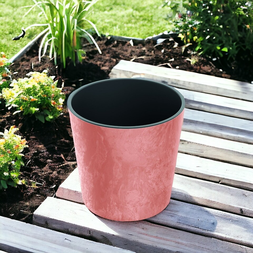 image 1 of 250mm Tubus Low Washed Up Look Flower Pot | Pink | 1