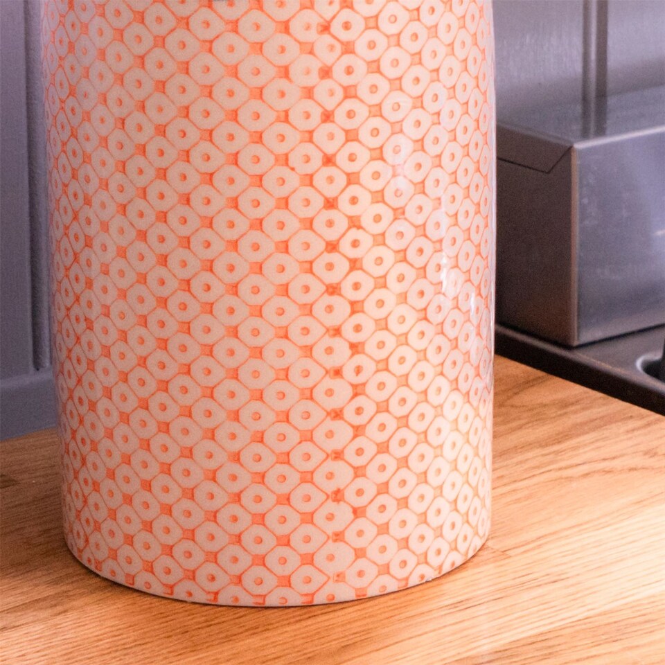 image 1 of Nicola Spring Hand-Printed Kitchen Canister - 1 Litre - Orange | Orange | Orange