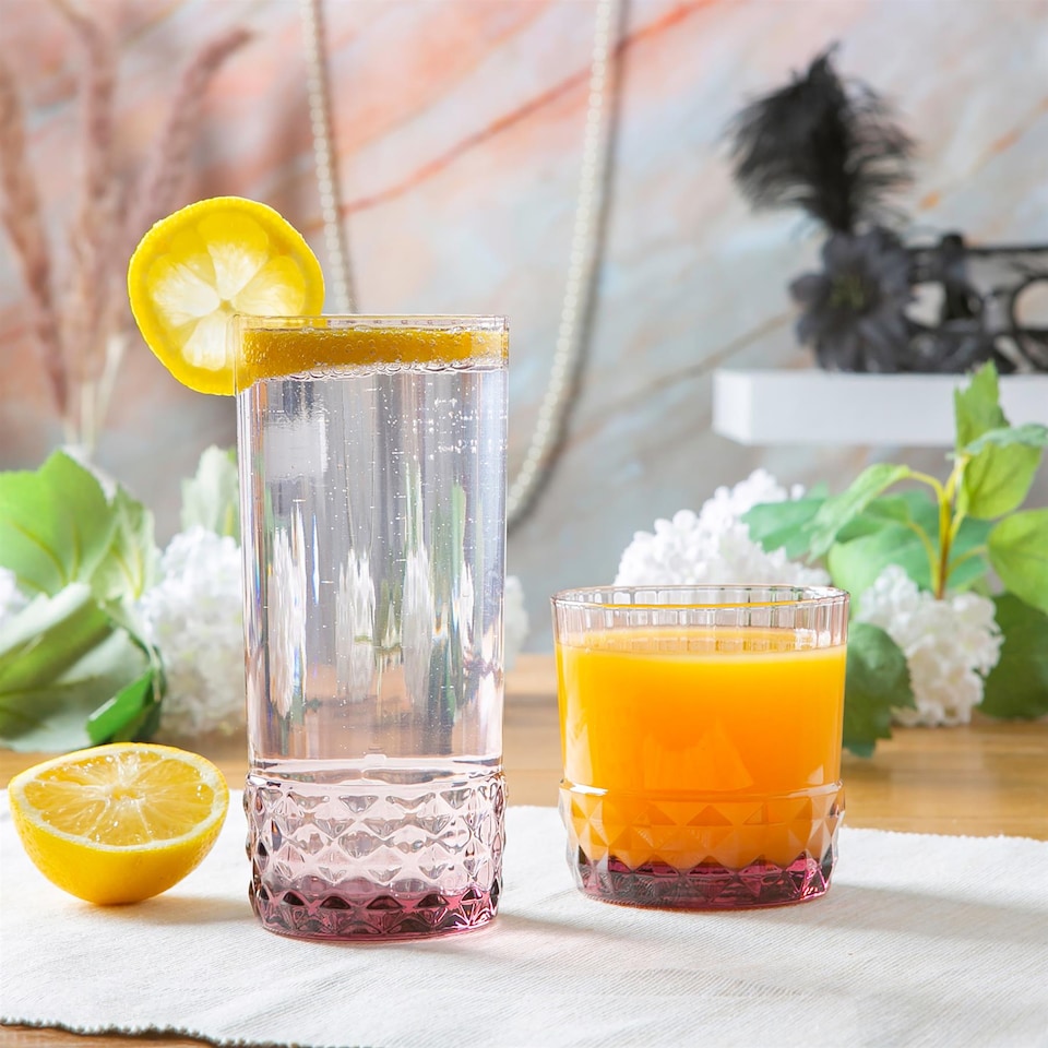 image 1 of Bormioli Rocco America '20s Water Glasses - 300ml - Lilac Rose - Pack of 6 | Pink | Lilac Rose