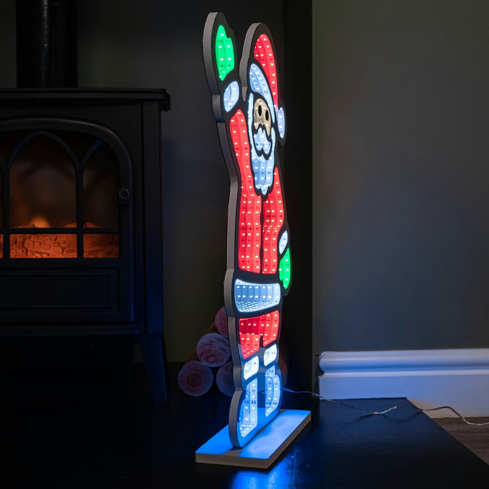 image 1 of 60cm Light up Waving Santa Christmas Infinity Decoration with Multi-Coloured LEDs