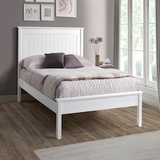 4ft Small Double Pure white,wood,wooden low foot end board,solid panel bed frame.Shaker style.