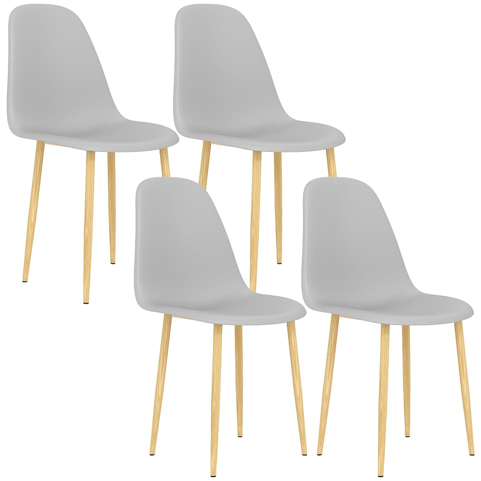 image 1 of HOMCOM Dining Chairs Set of 4 w/ Curved Back, Steel Legs | Multi
