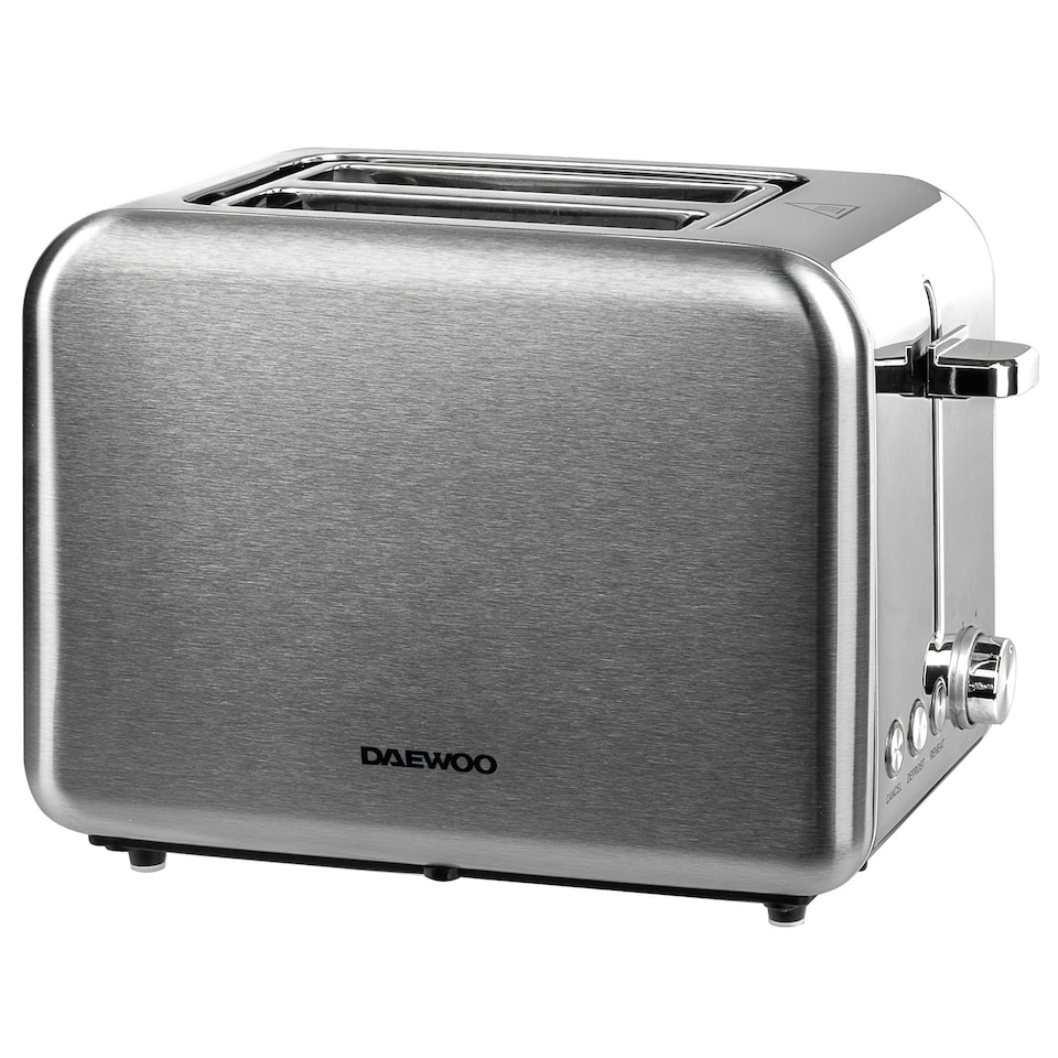 image 1 of Daewoo Small Electric 2 Slice Toaster Wide Slot Brushed Stainless Steel Silver Silver | 2-slice