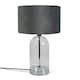 image 1 of ValueLights Jessy Glass Chrome Metal Table Lamp Grey Velvet Shade & Bulb