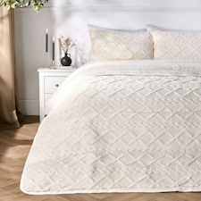 OHS Ultra Soft Coverless Cable Knit 10.5 Tog Duvet And Pillowcase Bedding Set Cream | Single