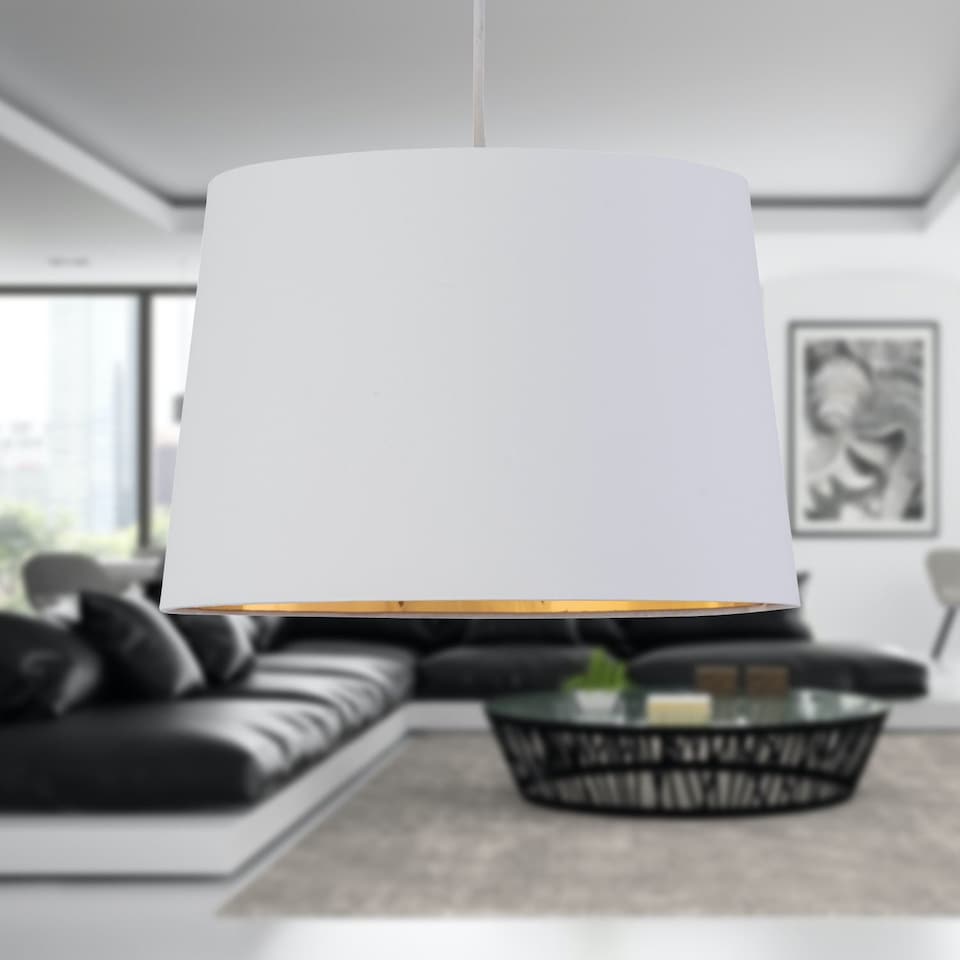image 1 of Set of 2 Zoey - White with Gold Inner Easy Fit Pendant or Lamp Shades | White | Gold | Medium | 2