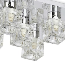 ValueLights Ritz Ice Cube Polished Silver Semi-Flush Light and G9 Capsule LED 2.6W Warm White 3000K Bulb