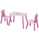 image 1 of HOMCOM 3 Pcs Kids Princess & Crown Chair Table Set Home Furniture 2-4 Yrs Pink | Multi