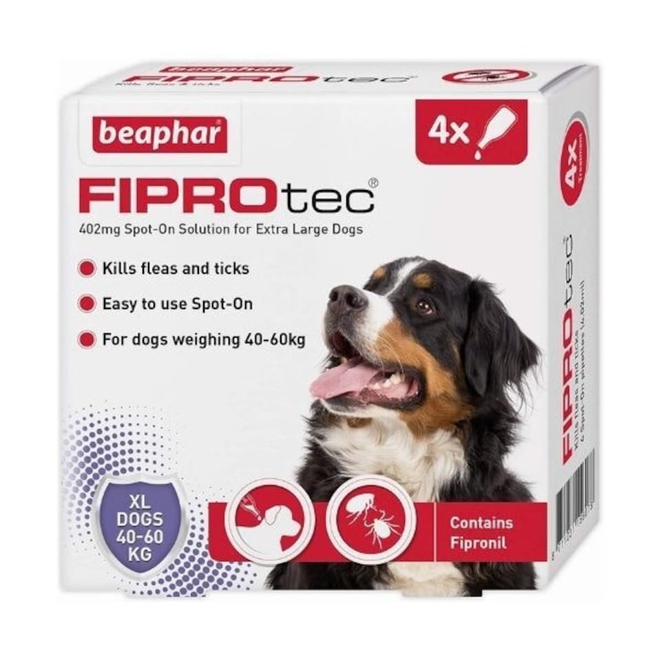 Beaphar FIPROtec® Flea & Tick Dog Spot-on Extra Large(40-60kg) - 4 Pipettes