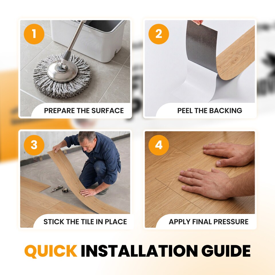 image 1 of Self Adhesive Floor Planks | 5.9x35.9in (91.4x15.2cm) Each | Peel & Stick Vinyl Flooring | Beige Wood Effect | Easy DIY | Stick On Tile Planks | Brown | 4.17 sqm