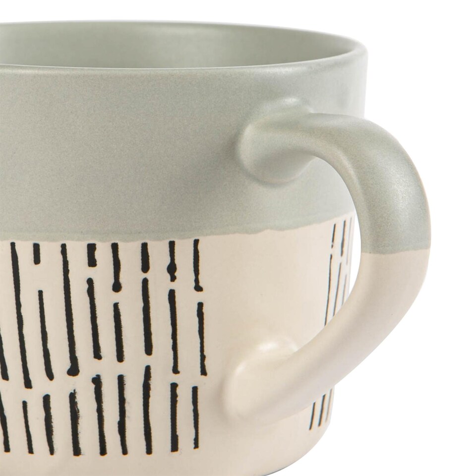 image 1 of Nicola Spring Ceramic Dipped Dash Coffee Mugs - 475ml - Black/Grey | Multi | Black/Grey