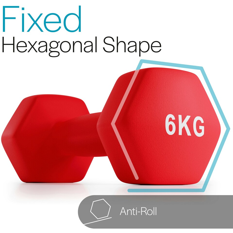 image 1 of Neoprene Hex Dumbbells (6kg)