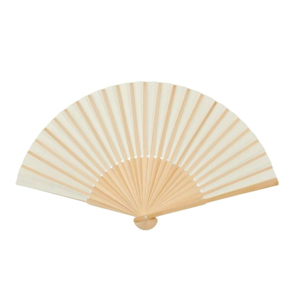 image 1 of MidOcean Fanny Bamboo Handheld Fan - Beige - One Size
