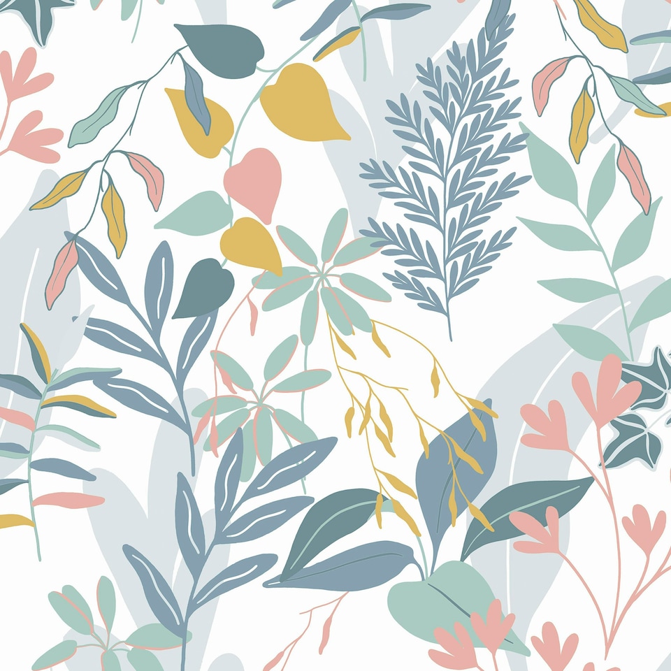 image 1 of Fresco Inky Tropical Leaf Indigo and Ochre Wallpaper | Blue | Blue | 10m Length x 52cm Width