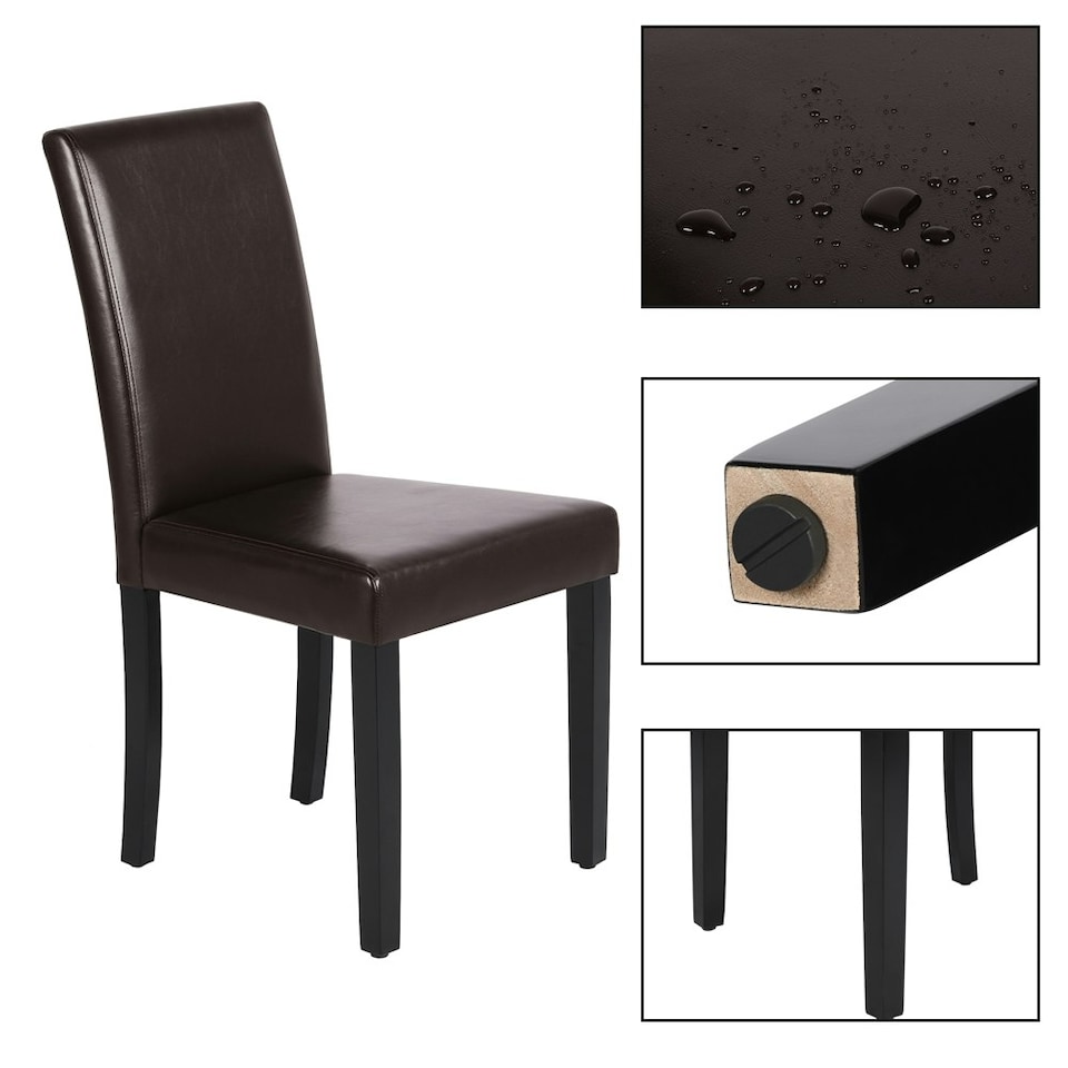 image 1 of Yaheetech Set of 4 Faux Leather Dining Chairs with Rubberwood Legs