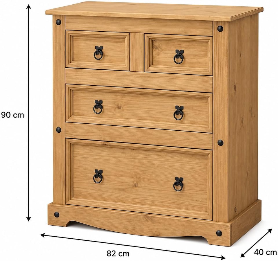 image 1 of Corona 4 Drawer Chest of Drawers 2 + 2 Solid Mexican Pine