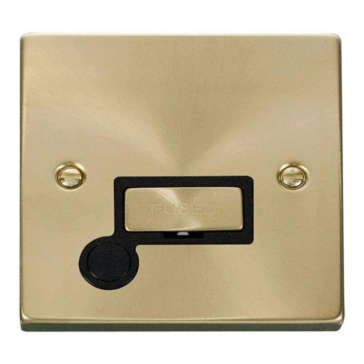 SE HOME Satin Brushed Brass 13A Fused Ingot Connection Unit With Flex Gold Satin Brass