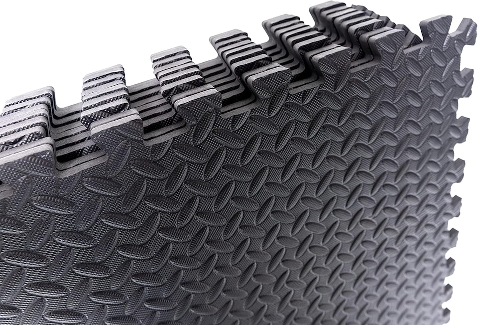 image 1 of 8pcs Black EVA Gym Flooring Puzzle Mat 60x60cm Interlocking Non Slip Floor Tiles for Home Workout, Yoga & Fitness | Black