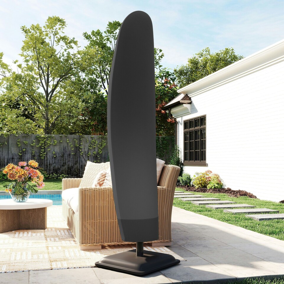 image 1 of Outsunny Parasol Cover, Patio Cantilever Cover, Banana Umbrella Cover, Black