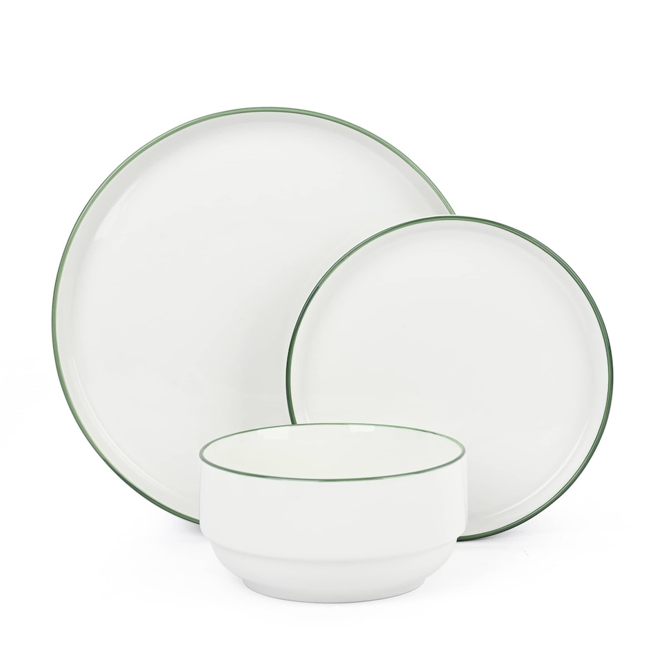 image 1 of 12pc Stackable Green Dinner Set