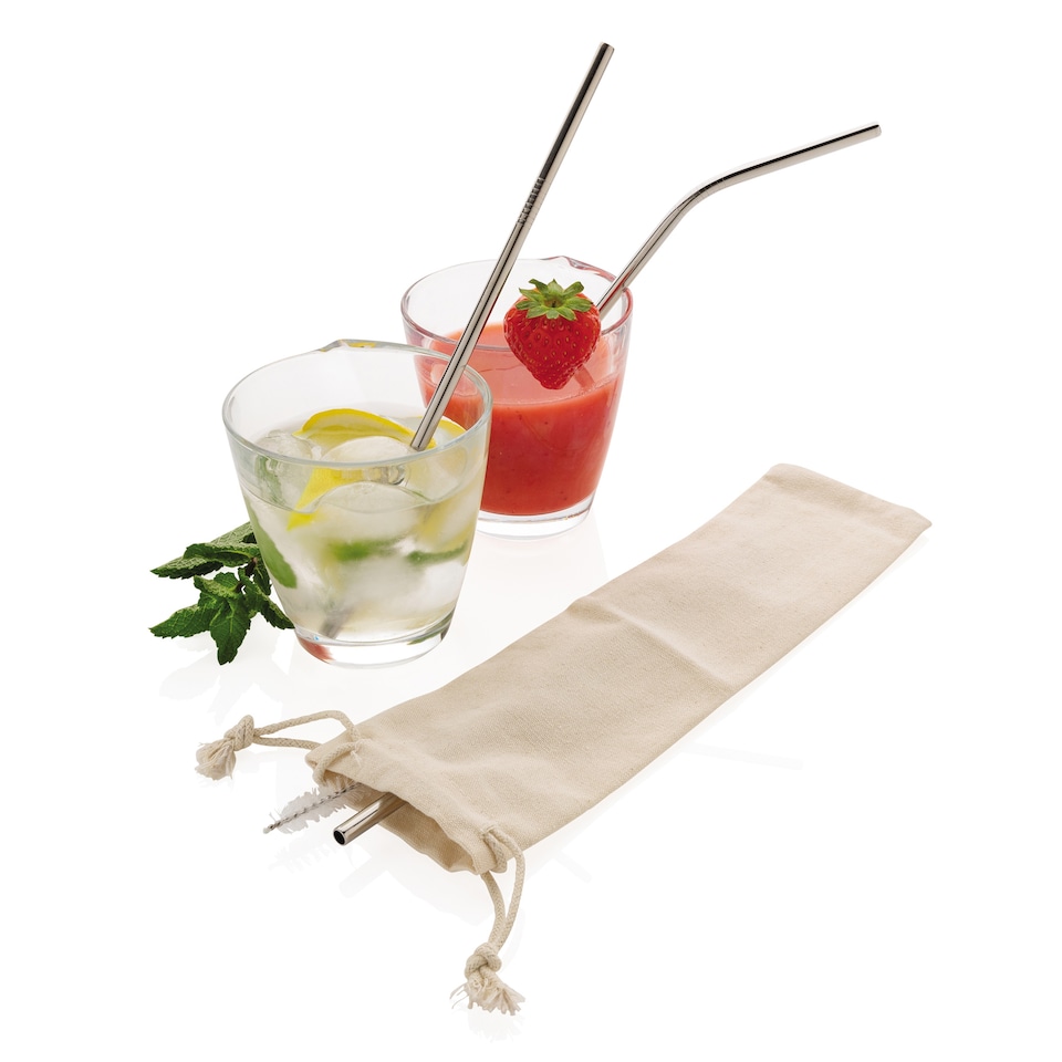 image 1 of XD Collection Stainless Steel Straw Set (Pack of 3) | Silver | Silver | One Size | 1
