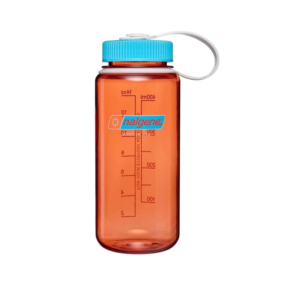 image 1 of Nalgene Wide Mouth 500ml Tritan Renew Water Bottle - Flame - Blue Atoll Cap