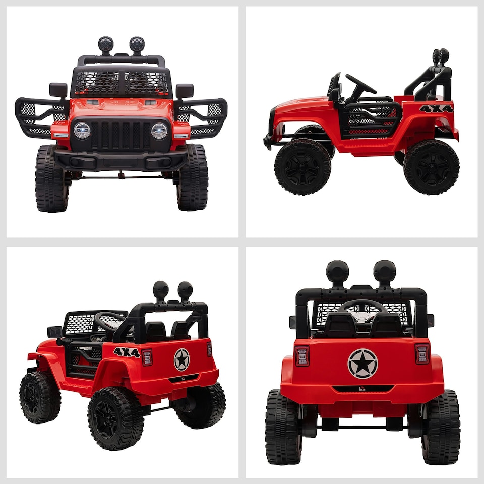 image 1 of HOMCOM 12V Kids Electric Ride On Car Truck Off-road Toy W/ Remote Control Red