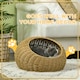 image 5 of PawHut Wicker Cat House with Washable Cushion for Indoor Cats, Light Brown