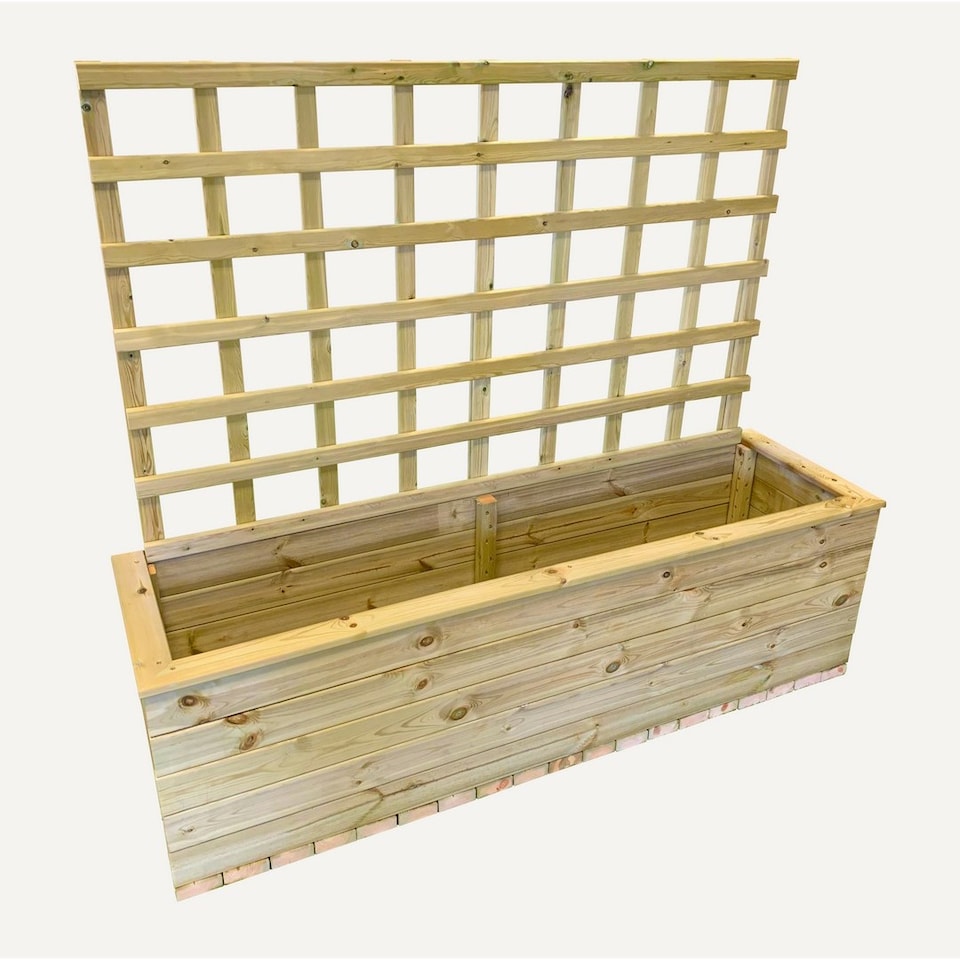 image 1 of Multi Pack of 2 - Deluxe Extra Large Trough with Trellis - Timber - L58 x W183 x H52 cm - Partially Assembled | Brown
