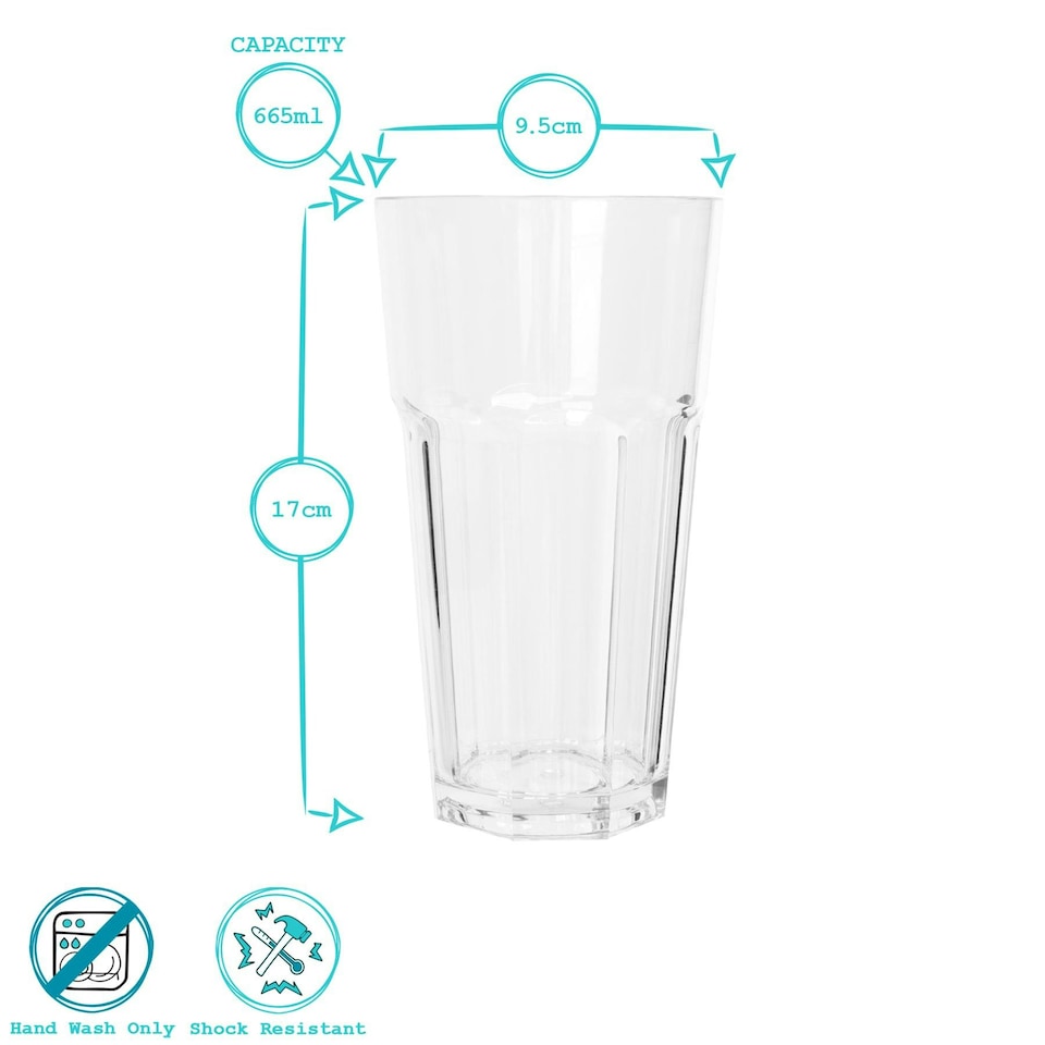 image 1 of Argon Tableware Reusable Plastic Highball Glasses - 665ml - Pack of 6 Clear