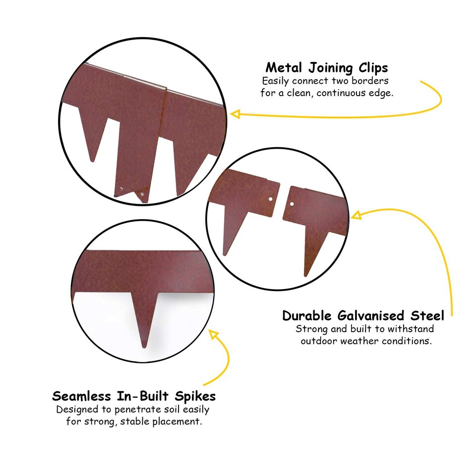 image 1 of 1m Heavy Duty Metal Garden Borders with Pega - Set of 5 | Bronze | Rust