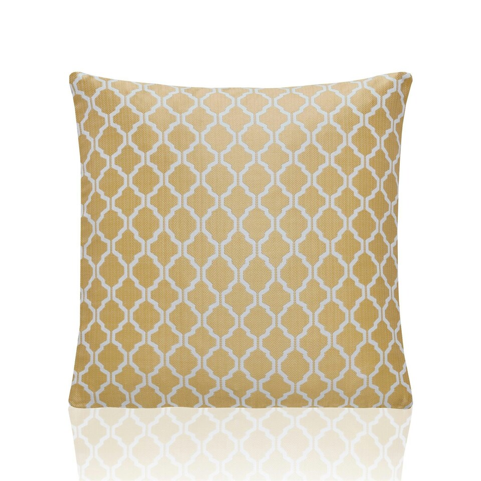 image 1 of Two Tone Geometric Jacquard 45cm x 45cm Ochre Cushion Set of 4 | Yellow | White | 45cm x 45cm x 10cm | 4