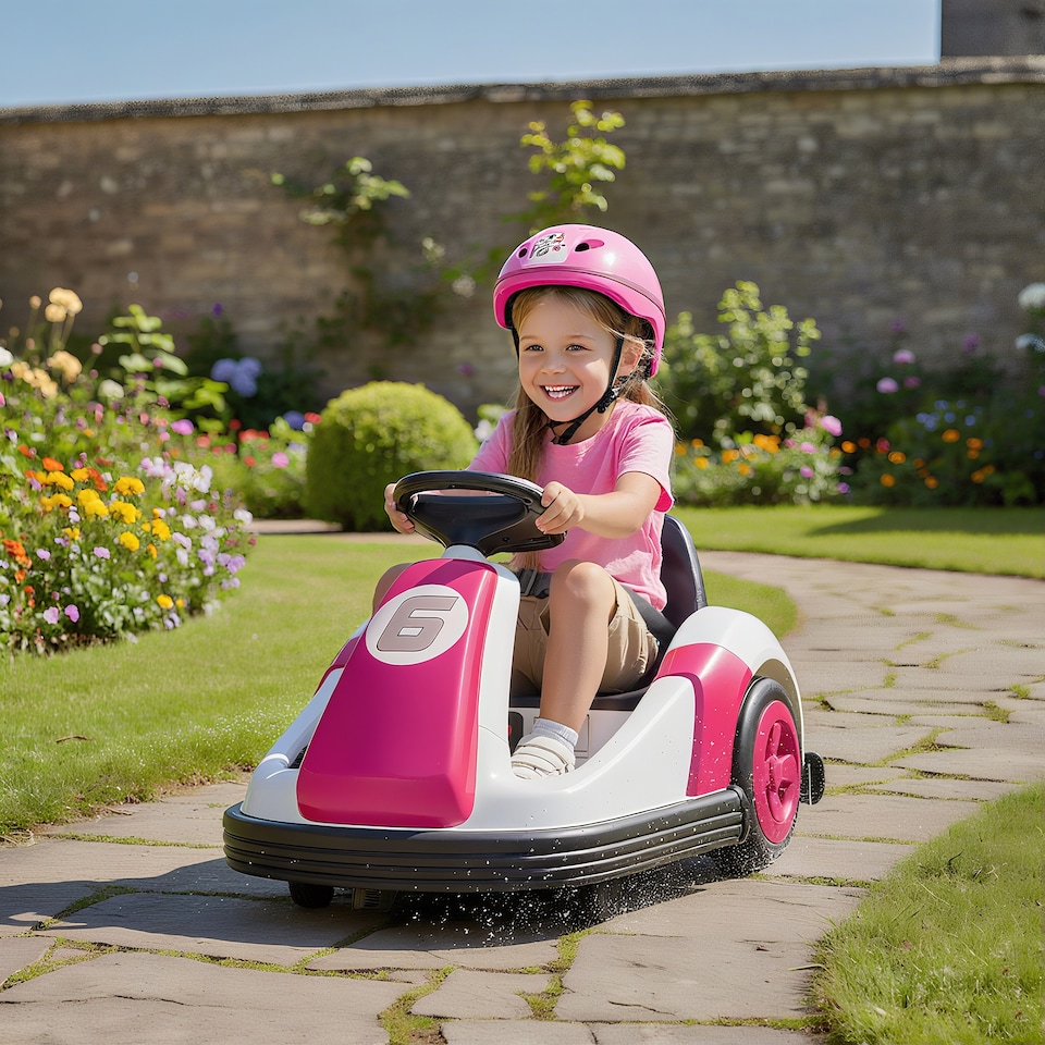 image 1 of AIYAPLAY Kids Bumper Car, Electric Ride-on, 6V 360-Degree Spin Waltzer Car with Dual Motors, Music and Horn for Kids Ages 3-8 Years | Pink