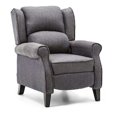 Eaton Wing Back Fireside Herringbone Fabric Pushback Recliner Chair (Blue)