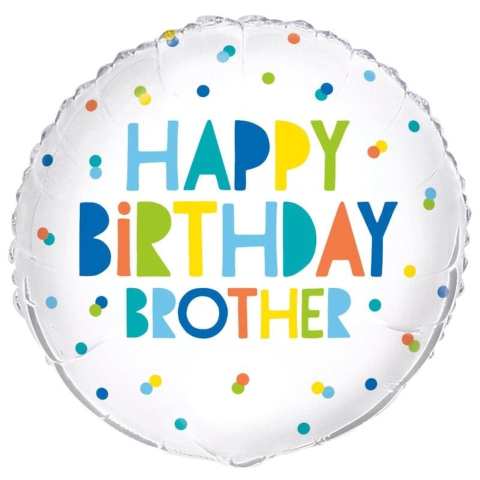 Unique Party Brother Round Happy Birthday Foil Balloon - White/Blue/Yellow - One Size