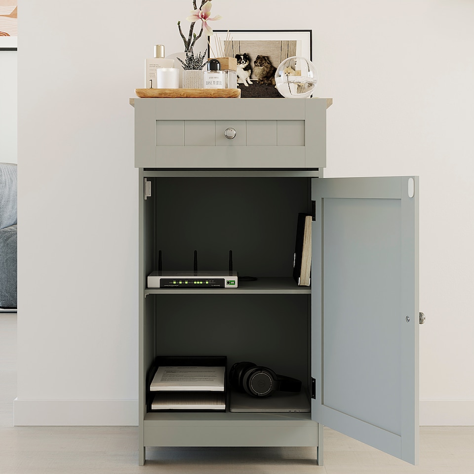 image 1 of Bath Vida Priano 1 Door 1 Drawer Freestanding Bathroom Storage Cabinet, Grey & Oak