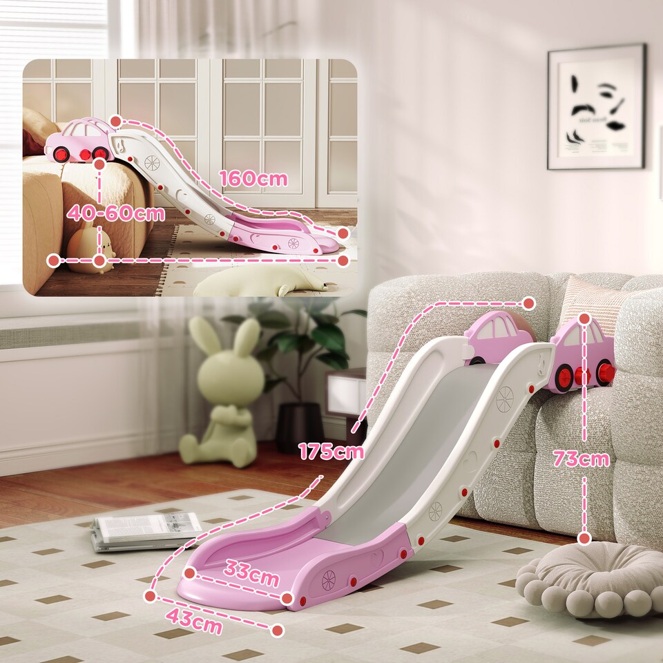 image 1 of AIYAPLAY Indoor Toddler Kids Slide for Bed, Sofa, Easy to Assemble, Pink