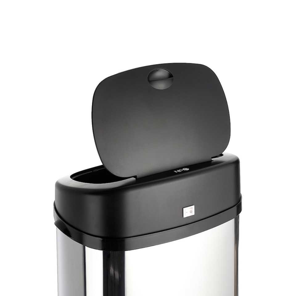 image 1 of Dihl 42L Onyx Chrome with Black Lid Stainless Steel Auto Touchless Hands-free Sensor Kitchen Waste Dust Bin Automatic Motor