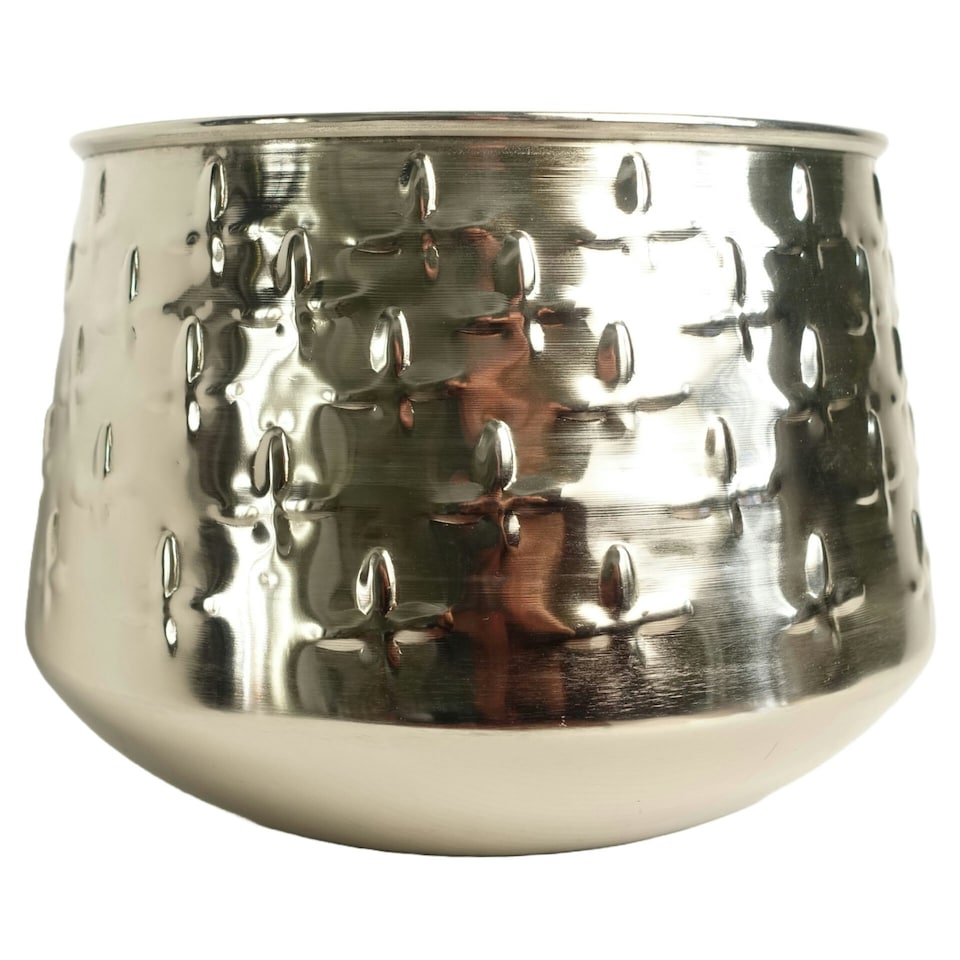 image 1 of 18cm Silver Cross Metal Planter by Leaf