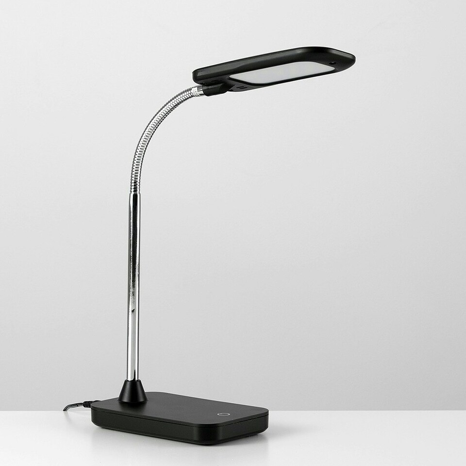 image 1 of ValueLights Adjustable Modern Gloss Black And Chrome 5W LED Touch Dimmer Adjustable Task Desk Lamp