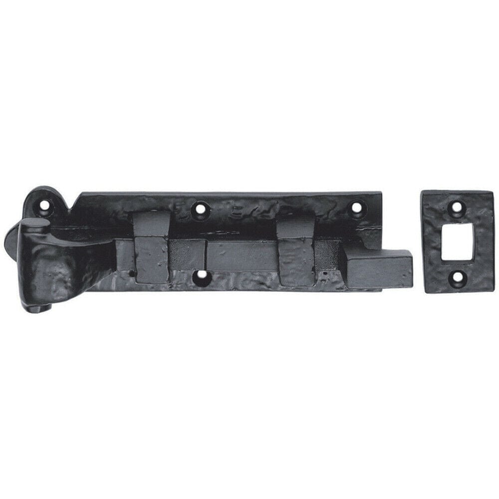 Loops Cranked Barerel Surface Mounted Door Bolt Lock 115 x 31mm Black Antique