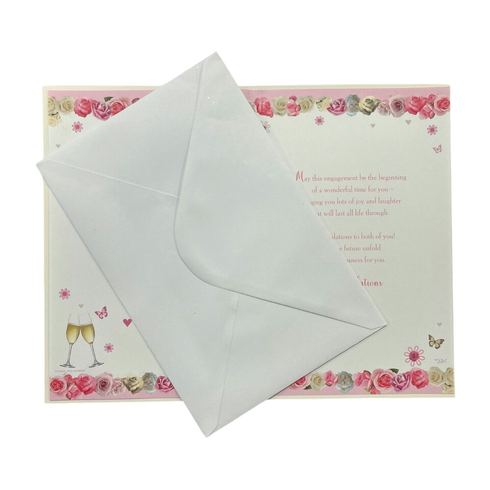 image 1 of On Your Engagement Neutral Traditional Floral Heart Card